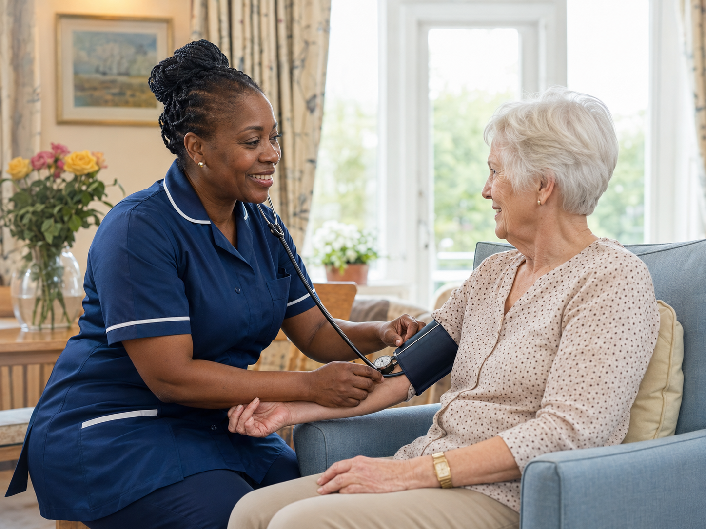 nurse with lady nurse with lady
